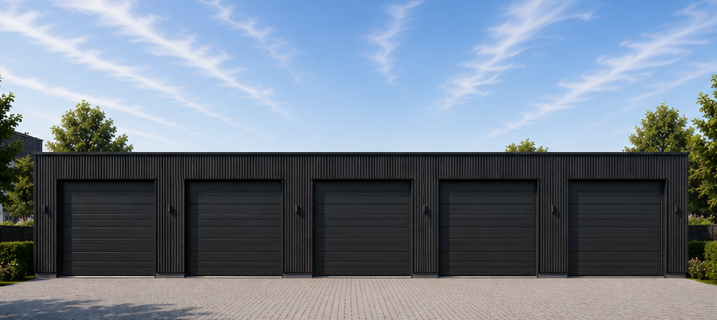 Achtergevel creatie nieuwe garageboxen De Zwaan
